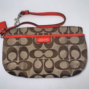 Coach Brown and orange Signature Clutch